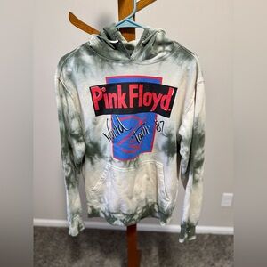 Pink Floyd Hoodie Mens World Tour ‘87 Tie Dye Gray Long Sleeve Sweatshirt Sz S